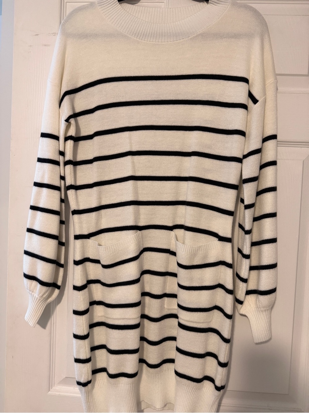 Women’s Cream & Black Striped Knit Sweater